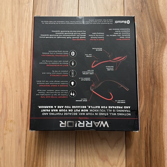 Warrior Freedom Wireless Bluetooth Athletic Wrap Earbuds Black/Red running sport - Picture 7 of 7